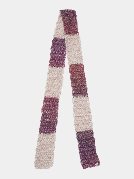 Mohair Crochet Scarf_Plum, Baby pink