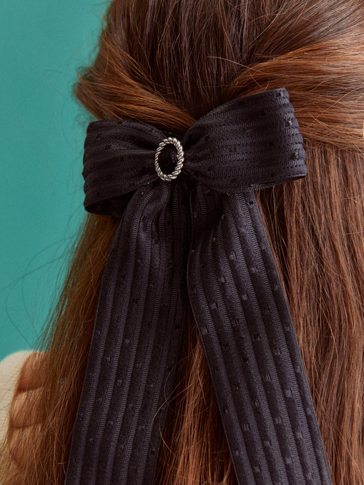 Black jacquard ribbon hairpin