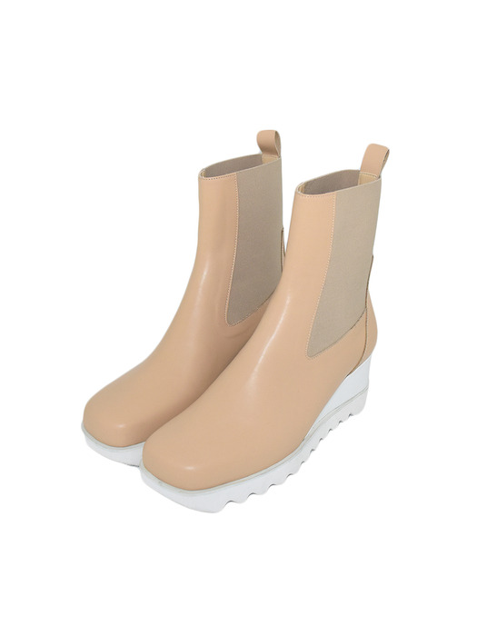 Basic Platform Chelsea Boots - Beige