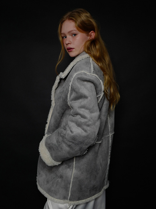 wool reversible mustang jacket siver