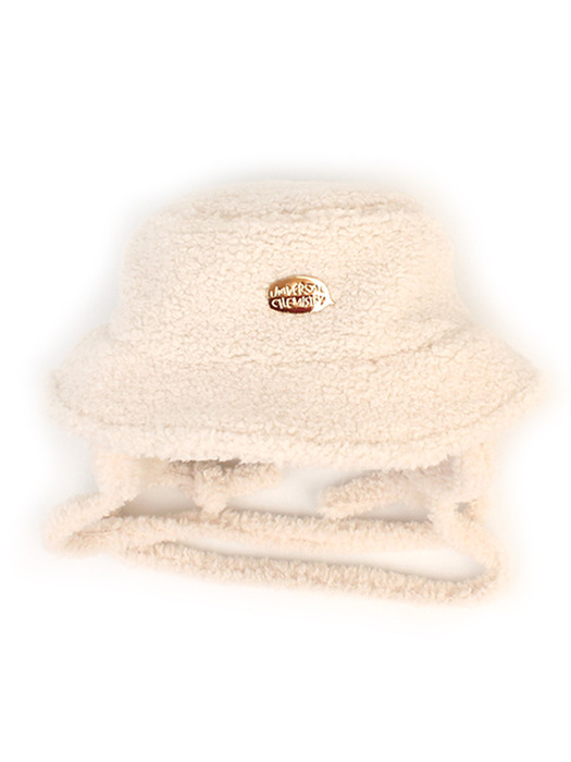 Bubble Fleece Ivory Earflap Bucket Hat 귀달이모자