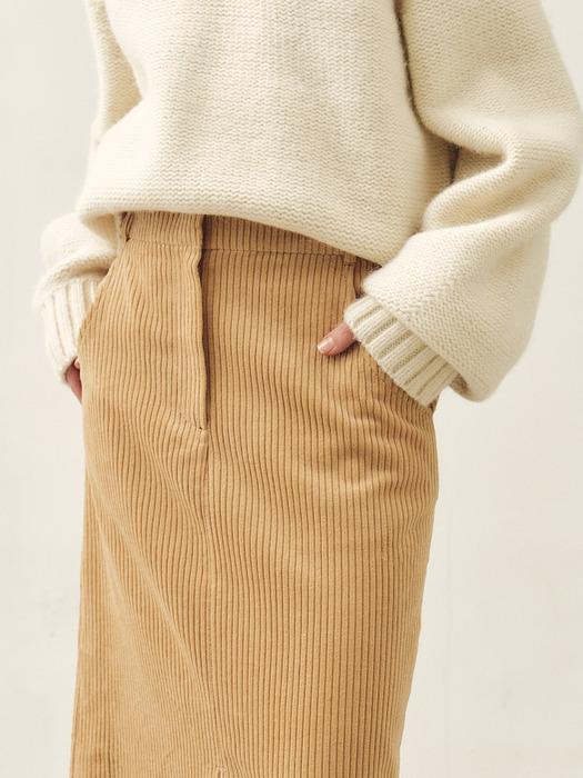 RTW CORDUROY FRONT SLIT SKIRT_2COLORS