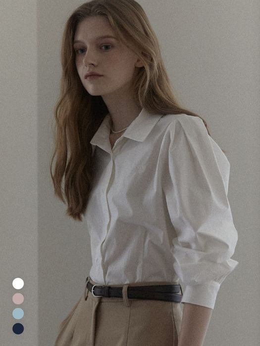 Puff Sleeve Logo Blouse - 4Color