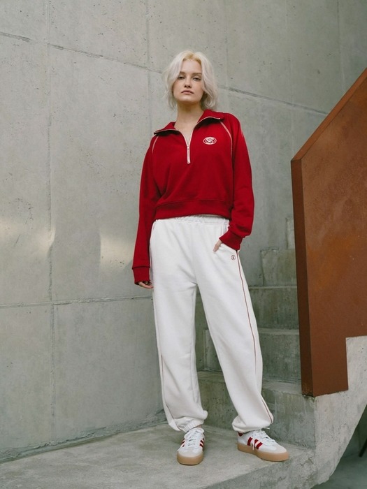 Piping line Essential logo Jogger sweat pants Ivory