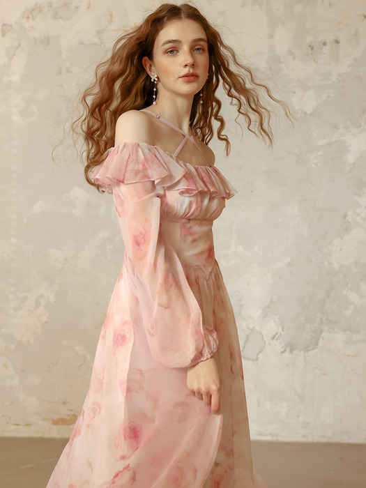 DD_Pink fairy lotus chiffon dress