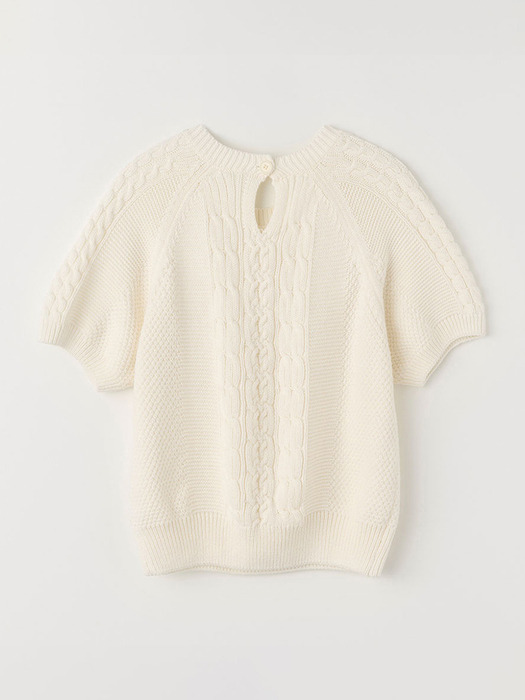 CABLE SHORT SLEEVE KNIT_IVORY