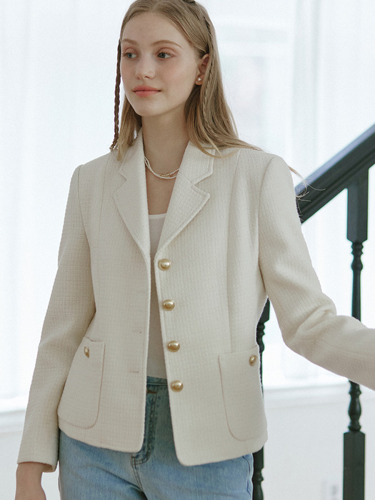 Anna Tweed Goldish Jacket - Ivory