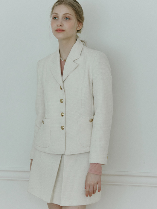 Anna Tweed Goldish Jacket - Ivory