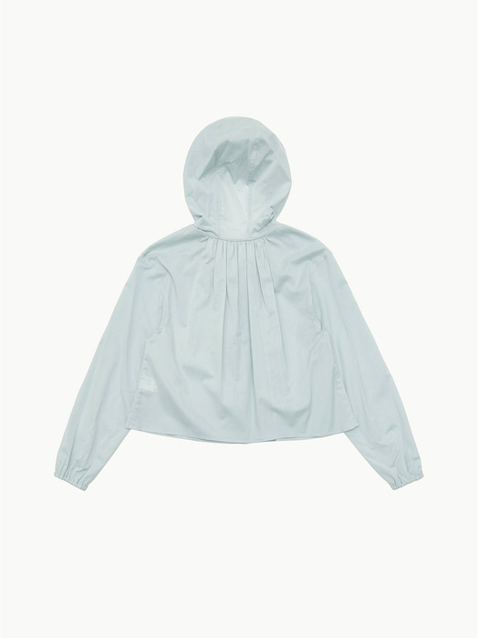 SHEER SHIRRING HOODED BLOUSE (2 COLORS)