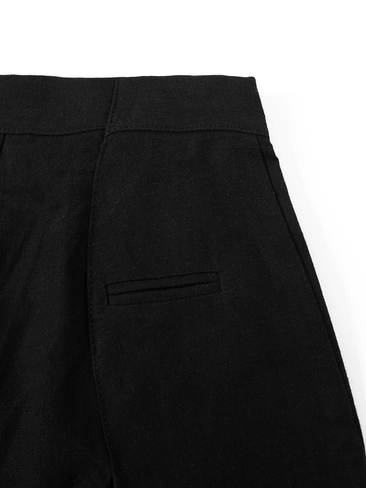 Linen Cross Pintuck Wide Pants - black