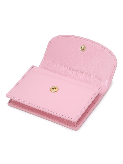 [코코] 핑크 로고 포인트 장식 소가죽 카드지갑 JAWA4E523I2