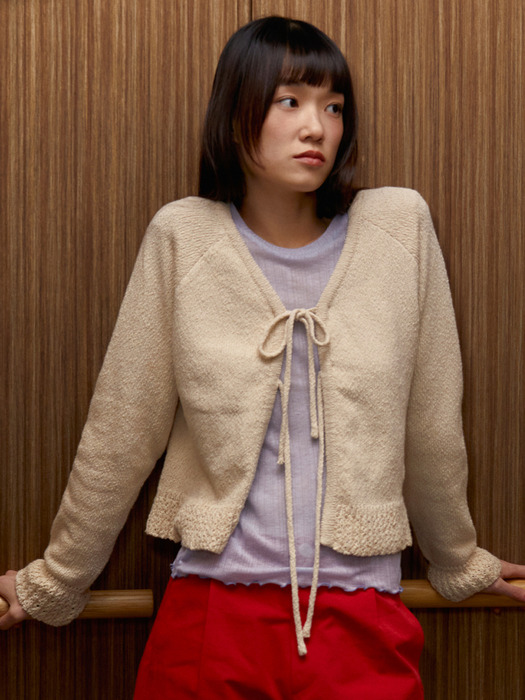 Bow Cardigan (Beige)