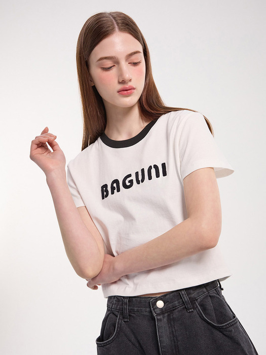 Embroidered Crop T-shirt (2color)