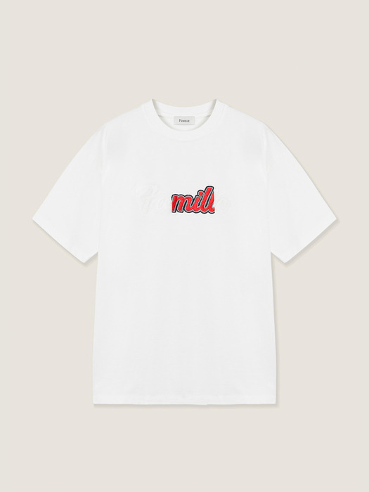 CONTRAST EMBROIDERY LOGO T-SHIRT (WHITE)