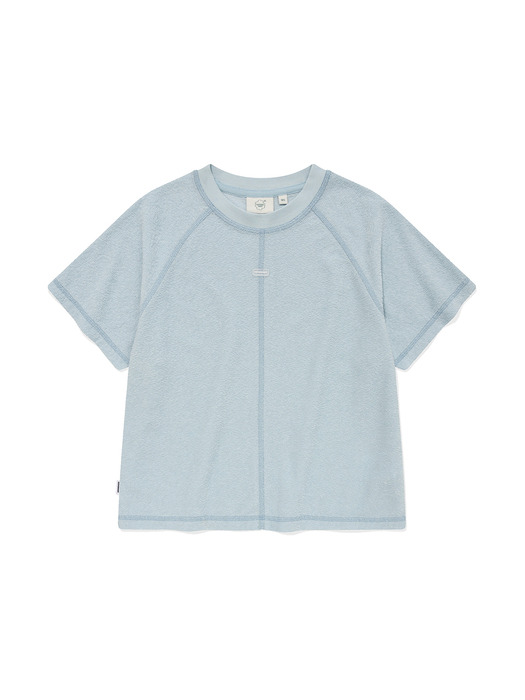 우먼 슬릿 테리 티셔츠 라이트 블루