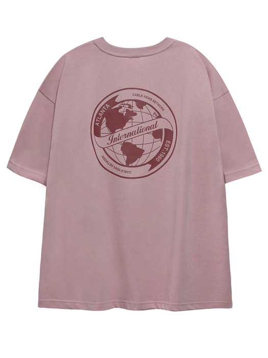 트래블 시티 EARTH 그래픽 반팔 티셔츠 라이트 핑크 CA24TTS231LPK
