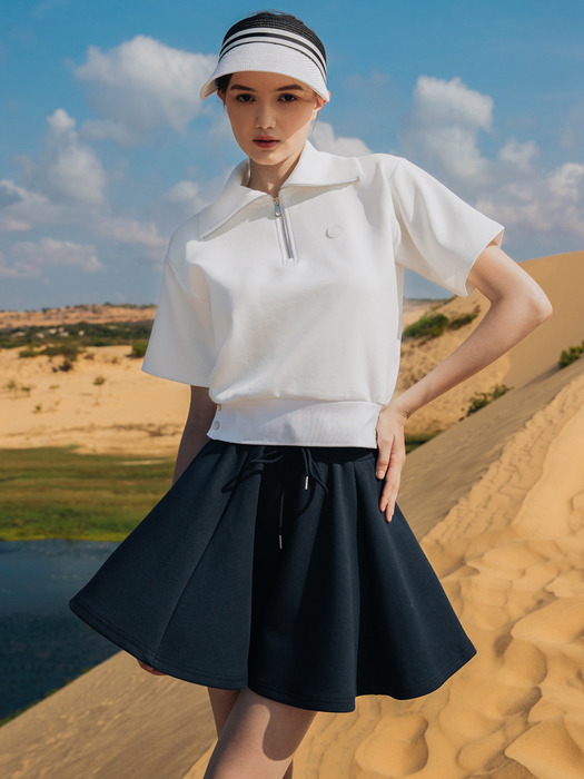 Cotton flared Skirt (Navy)