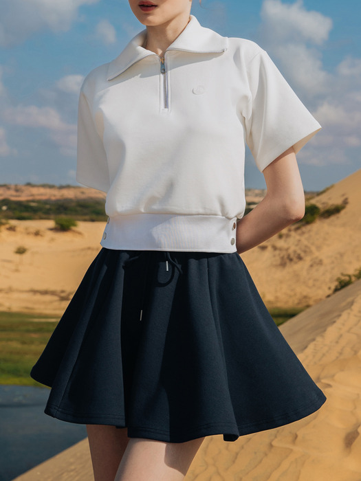 Cotton flared Skirt (Navy)