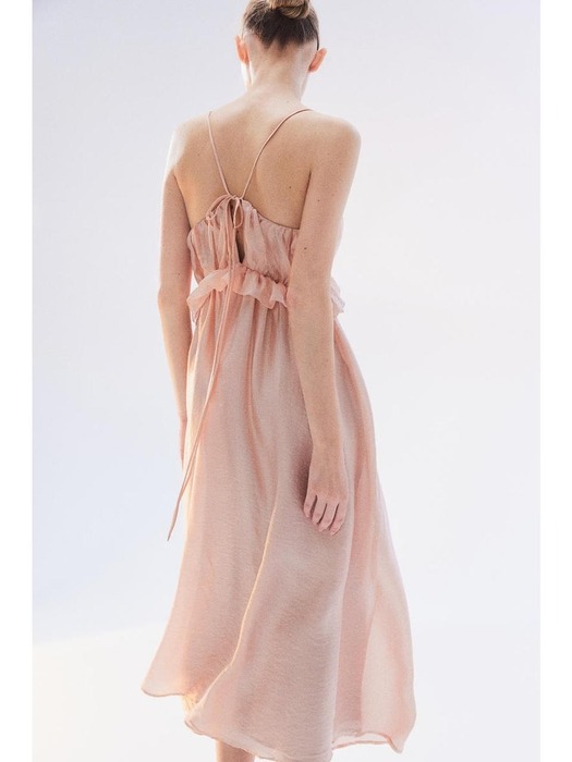 프릴 트리밍 드레스 파우더 핑크 1228723002