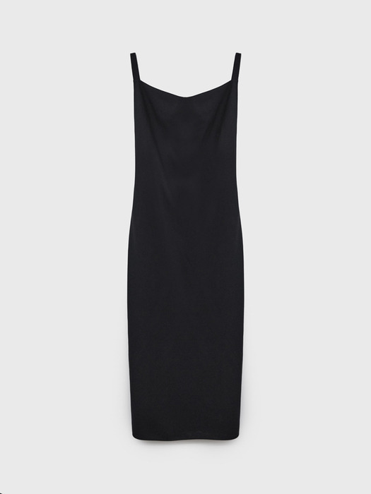 Two Layers Silk Sleeveless Dress - Black