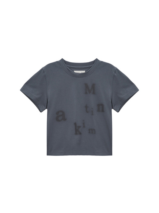 BLURRED LOGO CROP TOP IN CHARCOAL