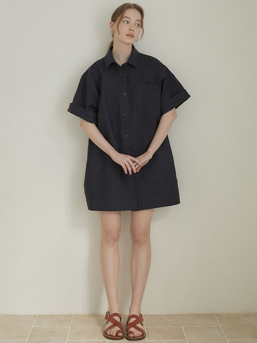Mini shirt dress (navy)