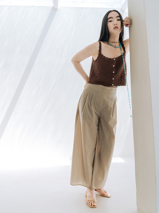 COTTON BLEND WIDE PANTS_BEIGE