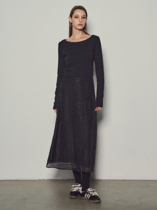 Dot See-through Layered Skirts_CTS609(Black)