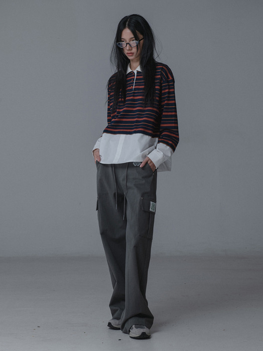 SHIRTS LAYERED STRIPE KARA TSHIRT_NAVY