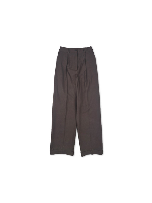 Wide Turn-Up Banding Slacks Brown