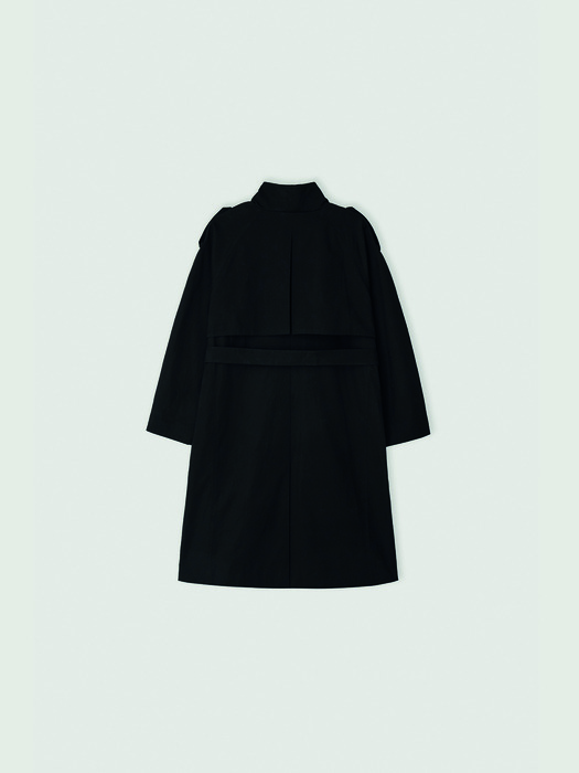 Leather combi trench coat - Black