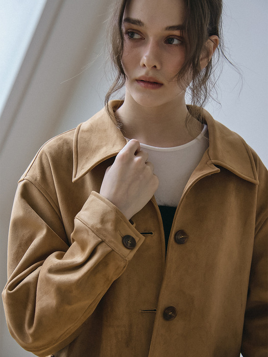 FAUX SUEDE CLASSIC JACKET_CAMEL