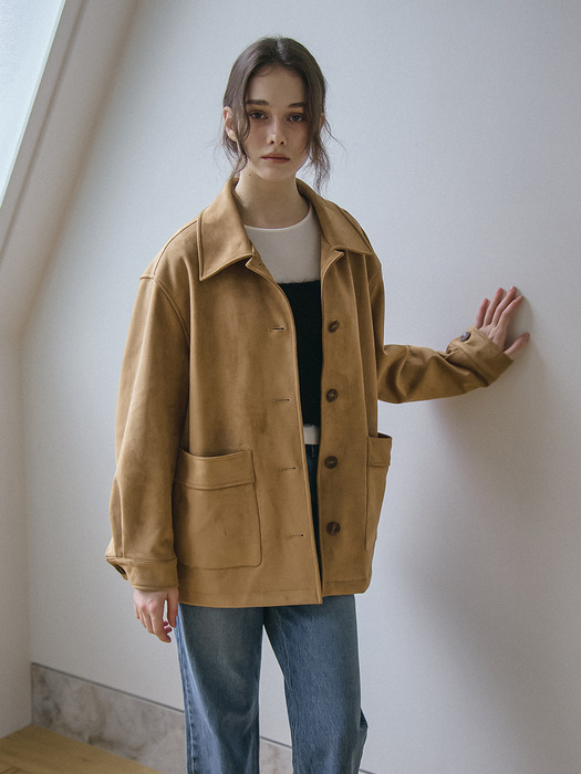 FAUX SUEDE CLASSIC JACKET_CAMEL