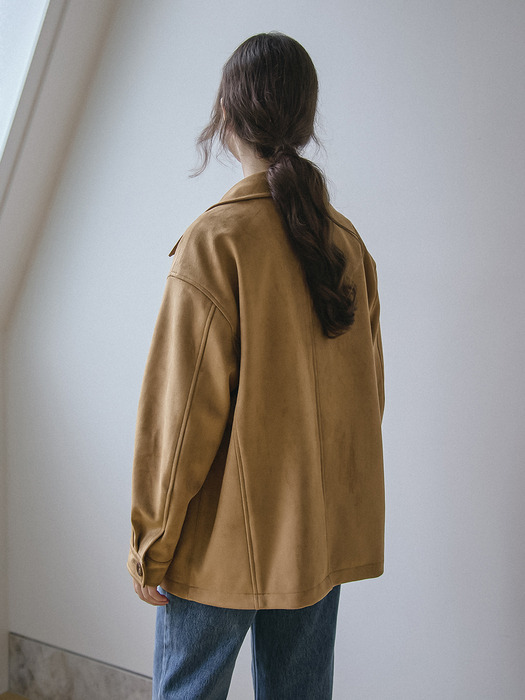 FAUX SUEDE CLASSIC JACKET_CAMEL