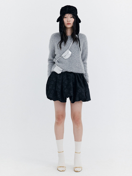 Alpaca Boucle Knit Pullover_Grey