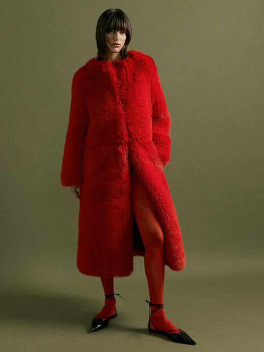 CERA 2way fur coat [red]