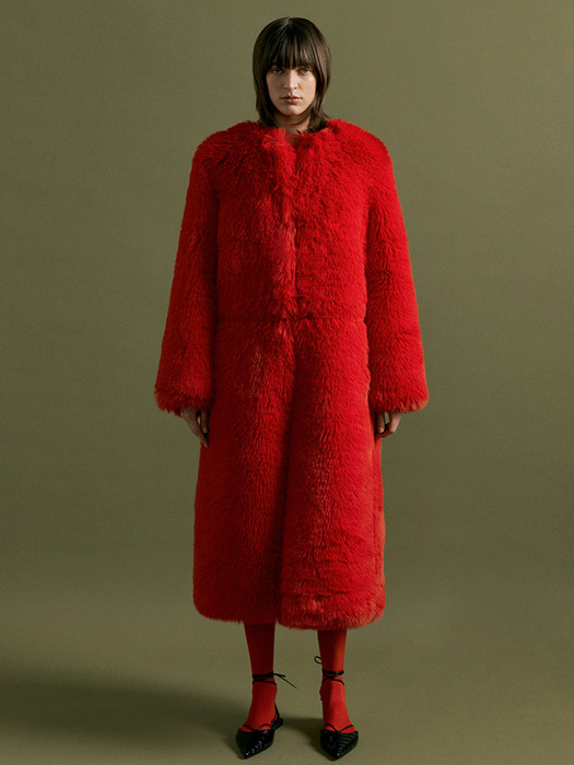 CERA 2way fur coat [red]