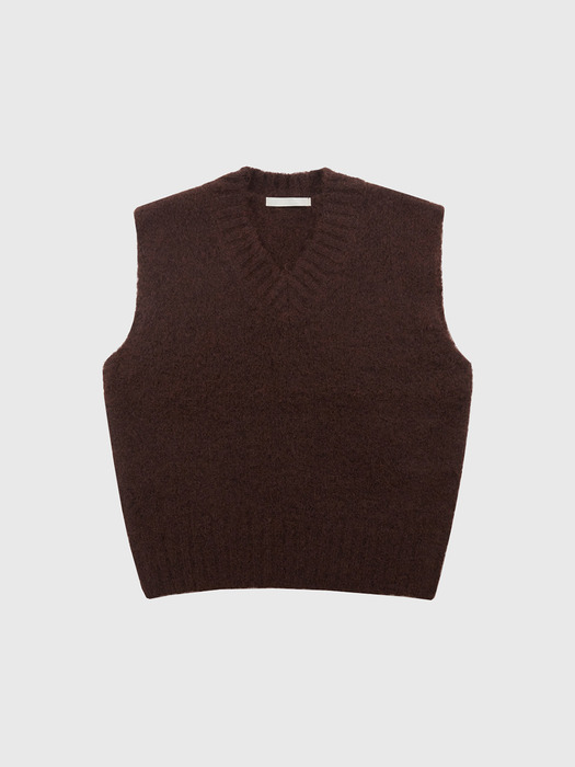 Hairy V-neck Knit Vest