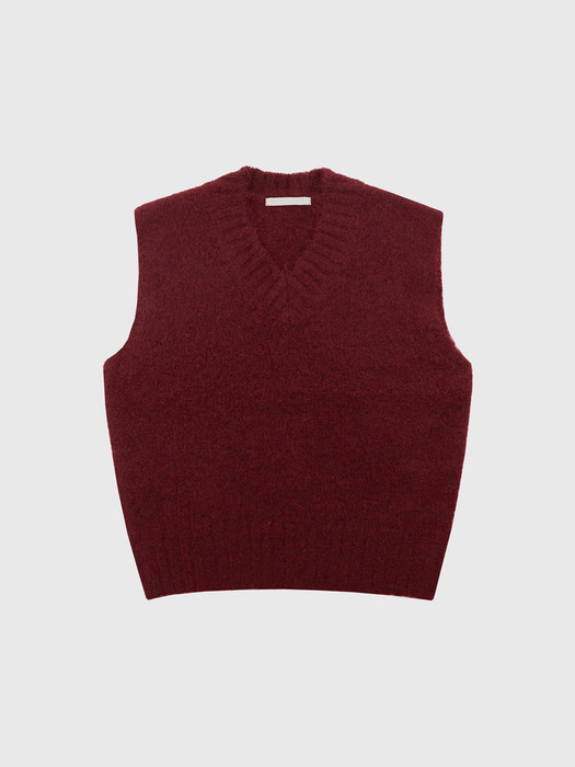 Hairy V-neck Knit Vest