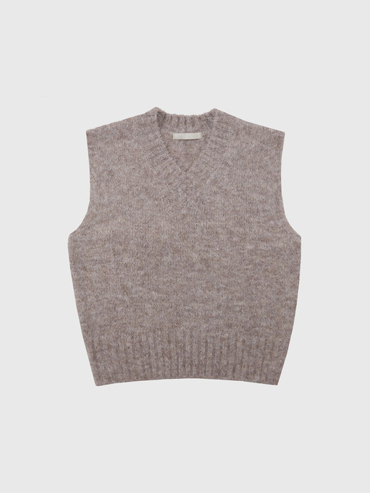 Hairy V-neck Knit Vest