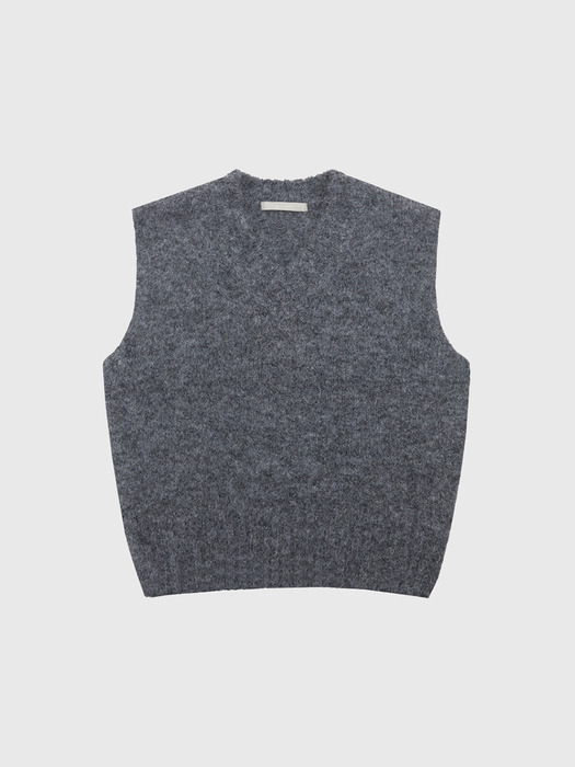 Hairy V-neck Knit Vest