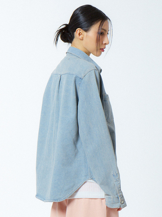 웨스턴 워싱 데님 셔츠 샌드 블루_Western Washed Denim Shirt Sand Blue