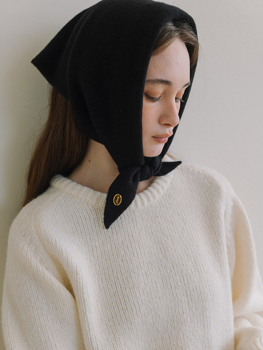 Basic Wool Knit Scarf - Black