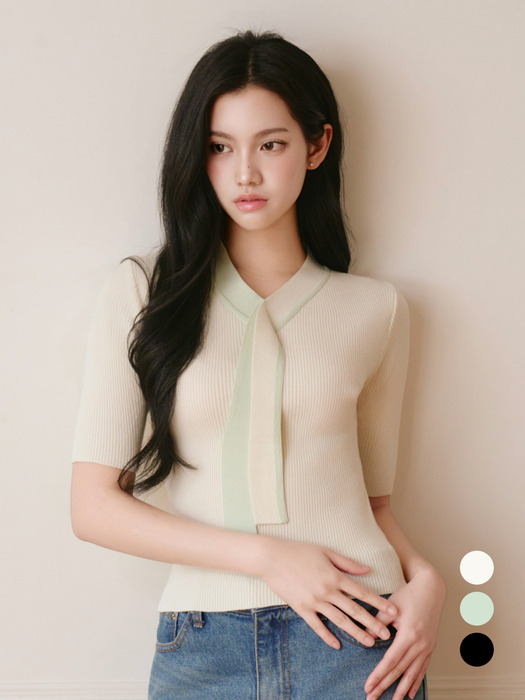 CLASSIC TWO-TONE V-NECK SLIM KNIT (3COLOR)
