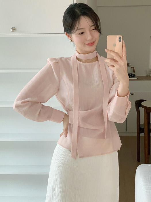 [세린 PICK][26 NEW 핑크]  Waist Tuck-decorative Blouse 5color