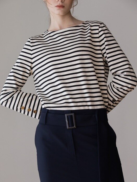 H Line Slit Wool Skirt (Navy)
