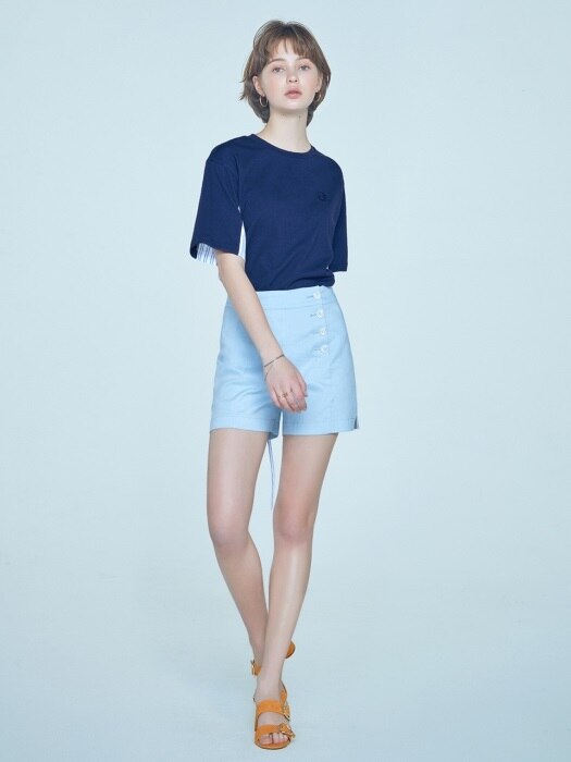 side placket short pants Blue