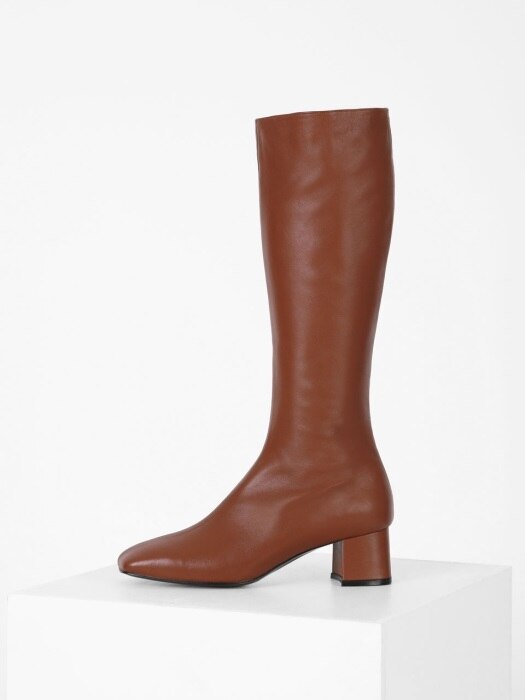 SQUARE LONG BOOTS - BROWN