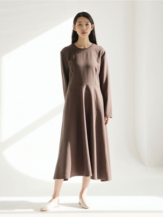 Heavy Weight Flared Dress - Brown