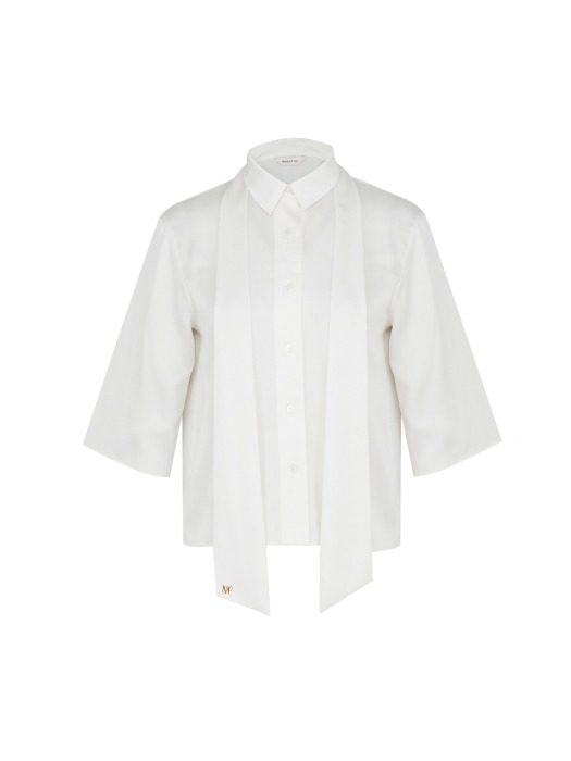 DETACHABLE TIE-NECK BLOUSE (WHITE)